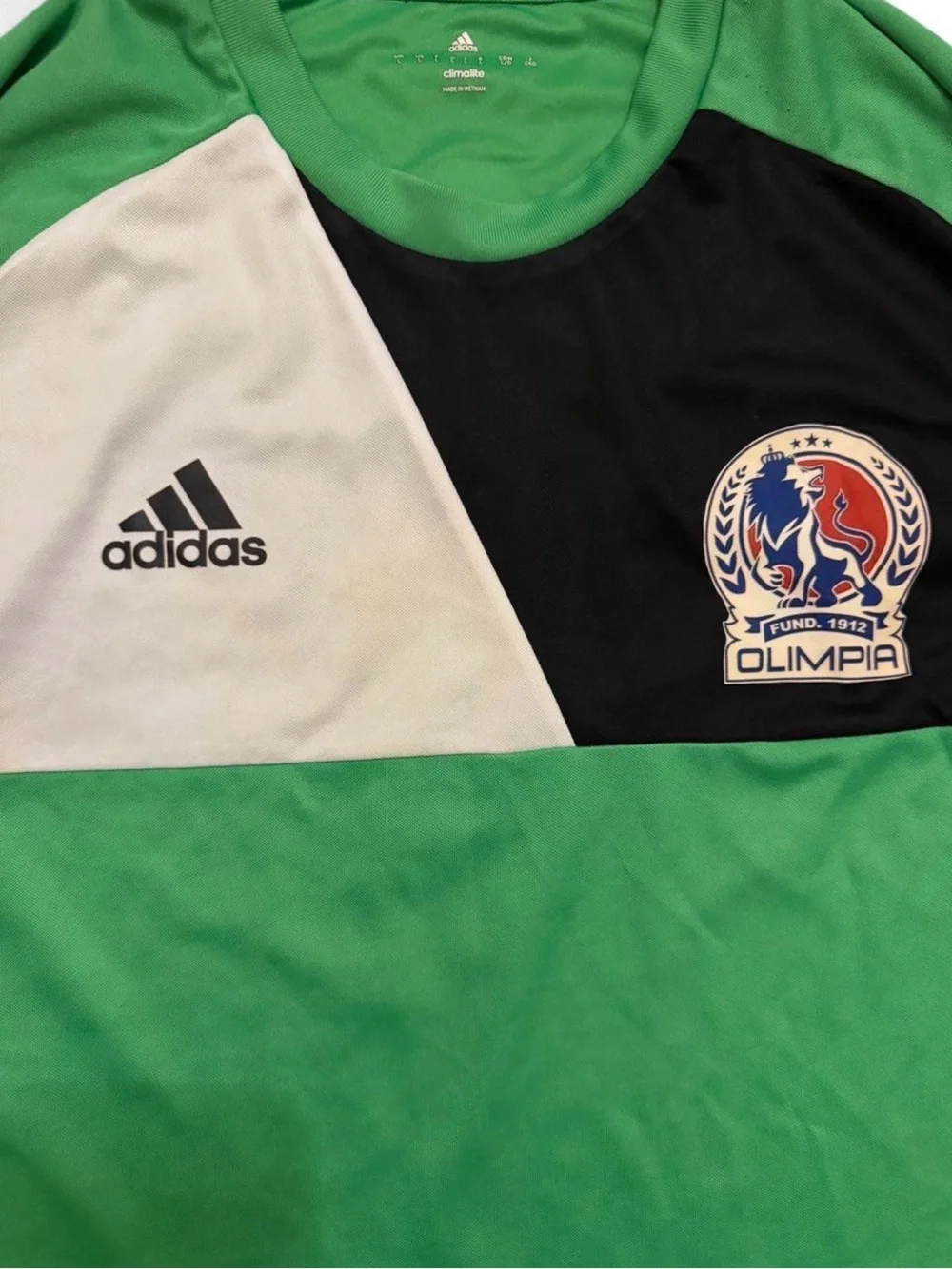 Adidas Green Long-Sleeve Soccer Jersey with Black & Cream Panels